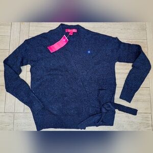 Lilly Pulitzer Navy Blue Sparkly Wrap Sweater